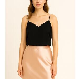 J.Crew Factory Scalloped Black Camisole Top Women’s Size 6